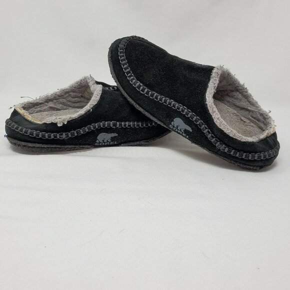 Sorel FALCON RIDGE Slipper US 7 Kid  Fuzzy Fleece Lining NY1801-010 Black - Picture 1 of 7